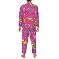thumbnail image 5 of Bingfone Men'S Pajama Set 2 Piece Loungewear Pjs, Long Sleeve With Pajama Pants-Peace Love And Dove Flower Power, 5 of 9