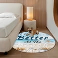 thumbnail image 3 of Life Is Better At The Beach Round Living Room Rugs 3.3 ft, Ocean Starfish Plank Washable Area Rug with Non-Slip Sturdy Edge Binding Round Front Door Mat Floor Carpet for Entryway, 3 of 9