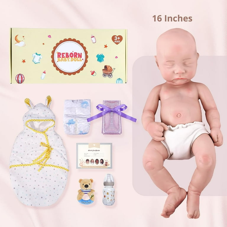 16inch Reborn Baby Dolls Full Body Silicone Realistic Bebe Boneca Newborn  Sleeping Boy Soft Touch Toys For Children Kids Gifts