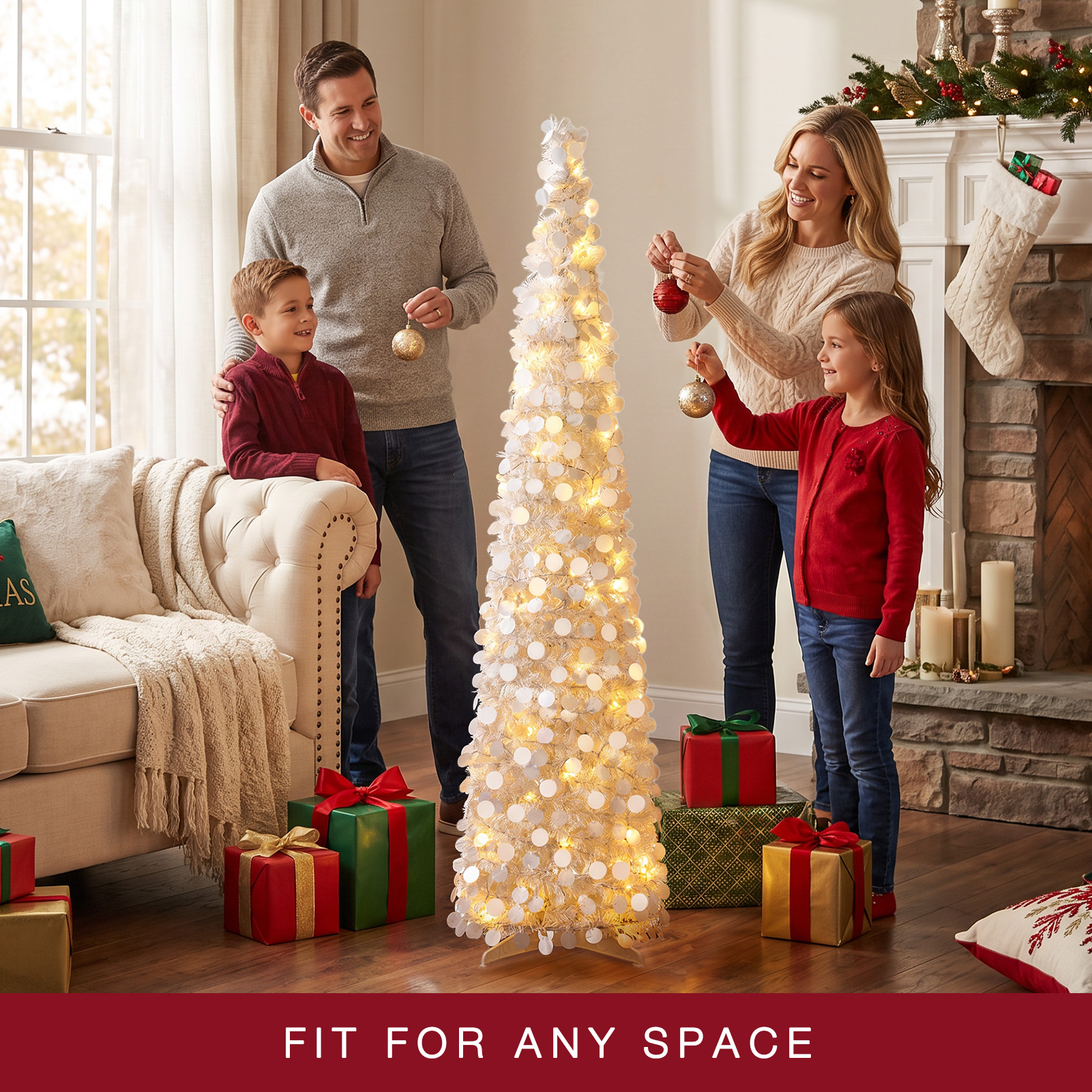Ayieyill 5-Foot Pop-Up Tinsel Christmas Tree with LED Lights photo 7