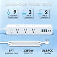 thumbnail image 2 of RONY 5ft Surge Protector Power Strip, 9 AC Outlets and 5 USB Ports, Extension Cord for Home Office Dorm Travel, White, 2 of 8
