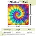 thumbnail image 2 of Colorful Rainbow Tie Dye Spiral Pattern Square Fitted Tablecloth with Elastic Edge,Square Table Cover,Washable Elastic Table Cover for Home Kitchen Party Decor 36"x36", 2 of 6