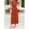thumbnail image 3 of Vestido largo PRETTYGARDEN para mujer, verano 2025, cuello en V, con volantes, 3 of 8