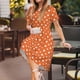 thumbnail image 3 of Balery Orange And White Polka Dot Vestidos sueltos de manga corta para mujer, vestidos de verano 2025, vestidos casuales de corte A con vuelo., 3 of 6