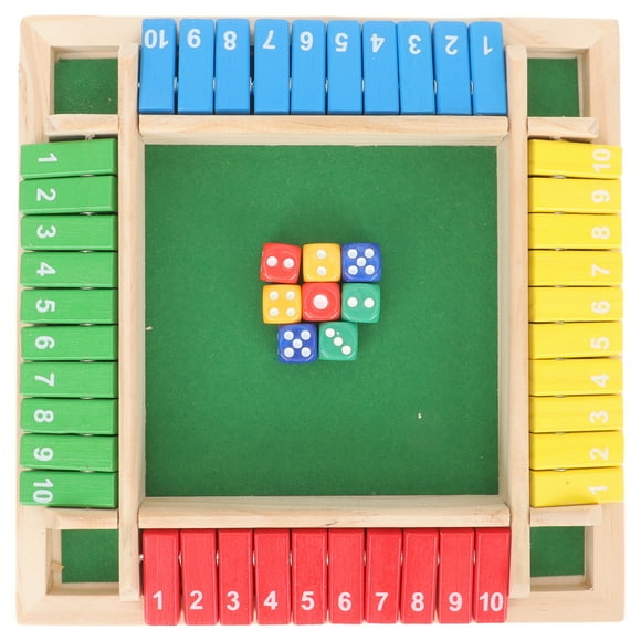 MasteelfCA 1 Set Wooden Board Dice Game 4-player Wooden Board Game with Dice and Numbers