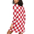 thumbnail image 2 of joogoo Checkered Grid-t9 Women's Long Sleeve Nightgown Sleepwear L, 2 of 8