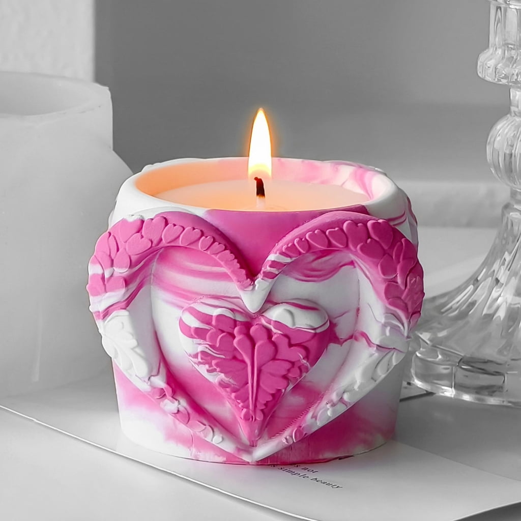 Aurgiarme Candle Cup Mold Heart Shape Planter Moulds for Crafting Unique Candle Cup Suitable for Handmade Candle Cup