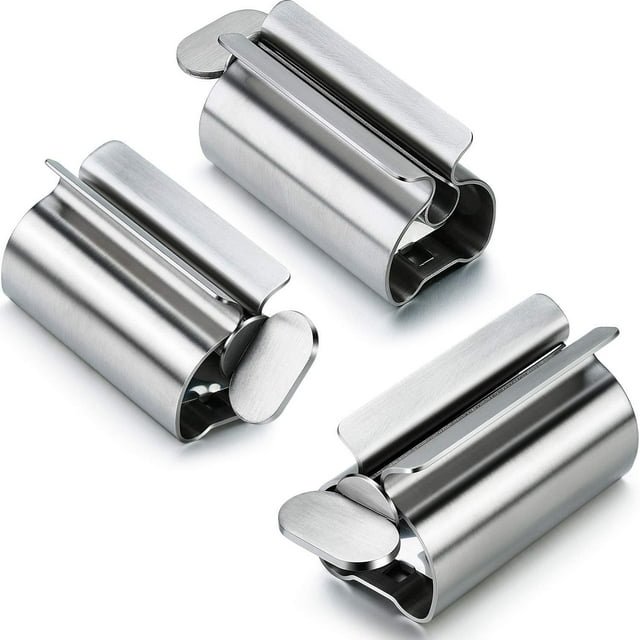 3 piezas exprimidor de tubo exprimidor de pasta de dientes soporte de asiento estante giratorio dispensador de pasta de dientes para baño (plata)