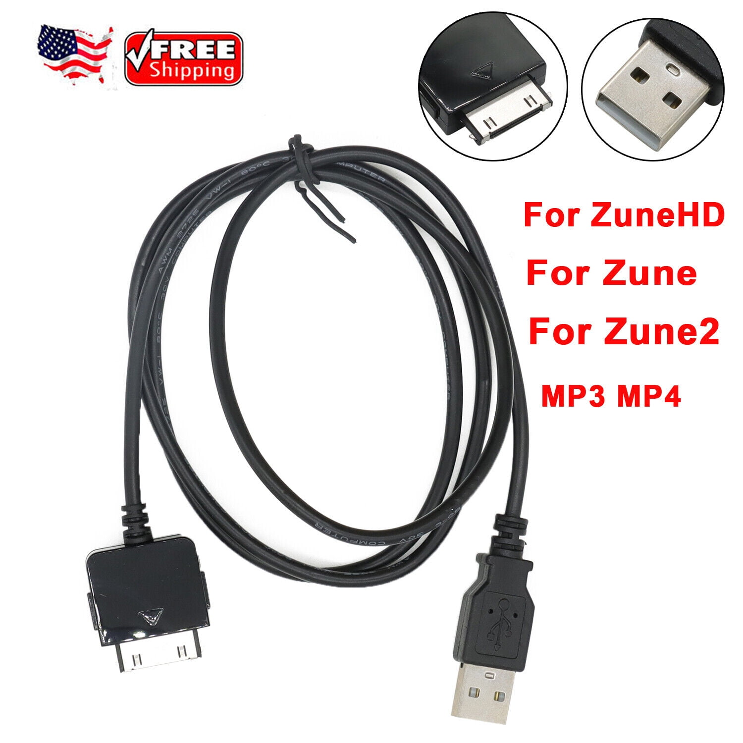 For Microsoft Zune HD MP3 MP4 Player USB Data Sync Charger Cable Cord