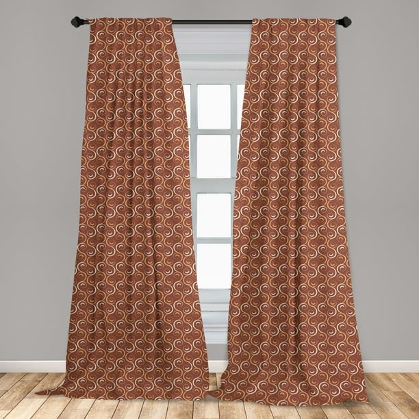 Fl Curtains 2 Panels Set Ornamental Motif With Spring Toned Inspirational Flowers Print Window Ds For Living Room Bedroom 56 W X 63 L Dark Orange Sand Brown By Ambesonne Com Fl Curtains 2 Panels Set, Dark Orange Curtains