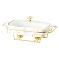 thumbnail image 1 of Abbracc Chafing Dish Buffet Server Rectangular Large Capacity Casserole Tray for Parties White, 1 of 9