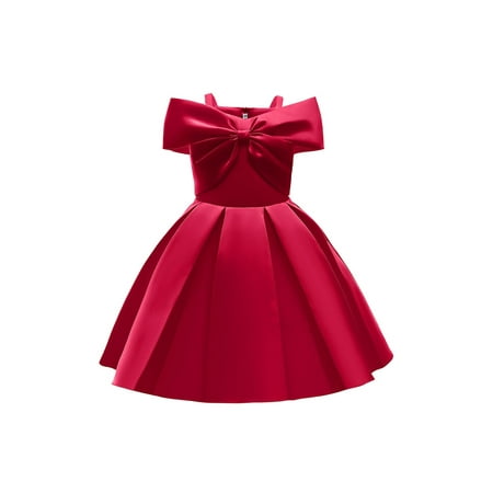 

UPAIRC Kids Girls Off Shoulder Bowknot Party Dress Wedding Formal Gown Princess Dresses