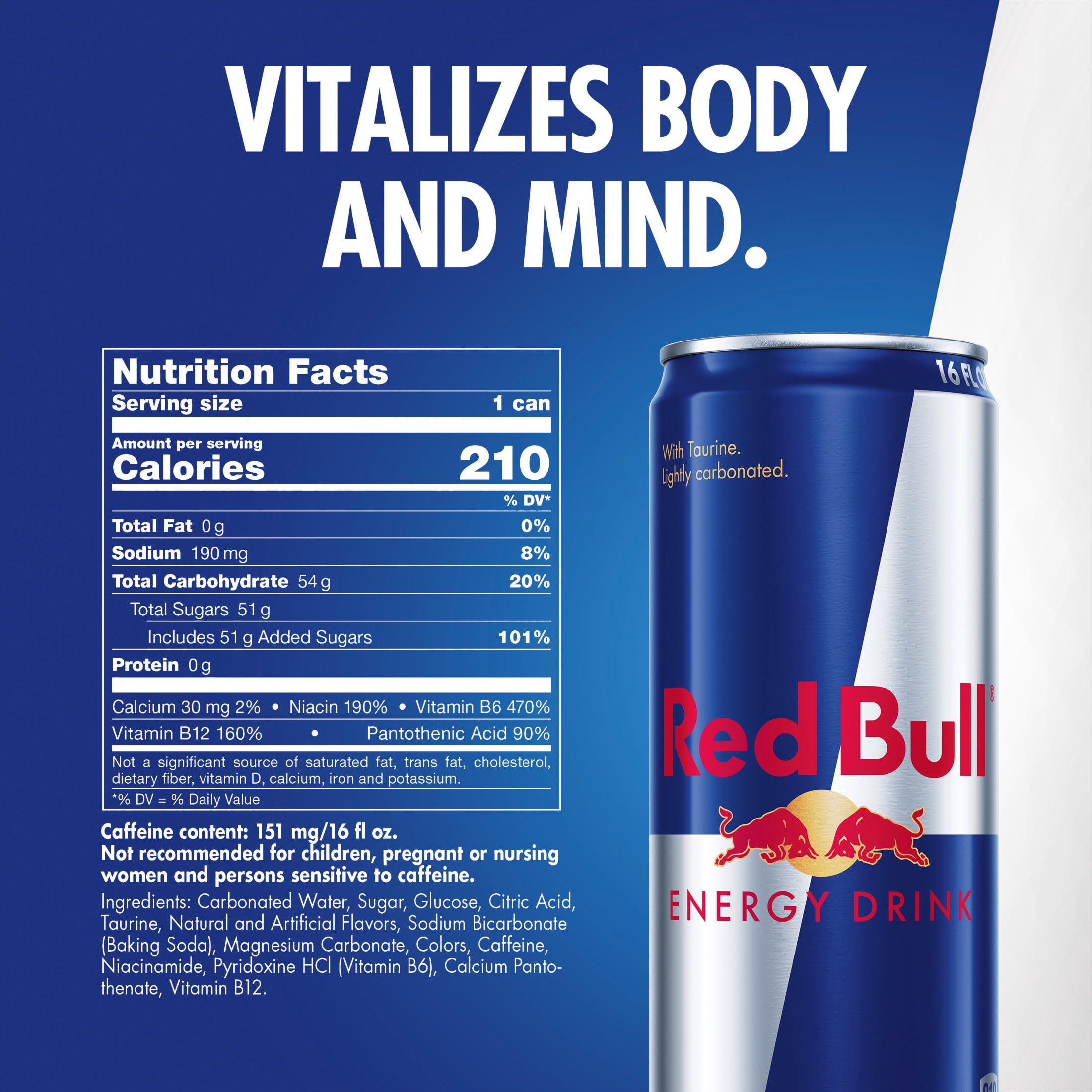 Red Bull Energy Drink, 16 fl. oz. Can, Pack of 12 Cans
