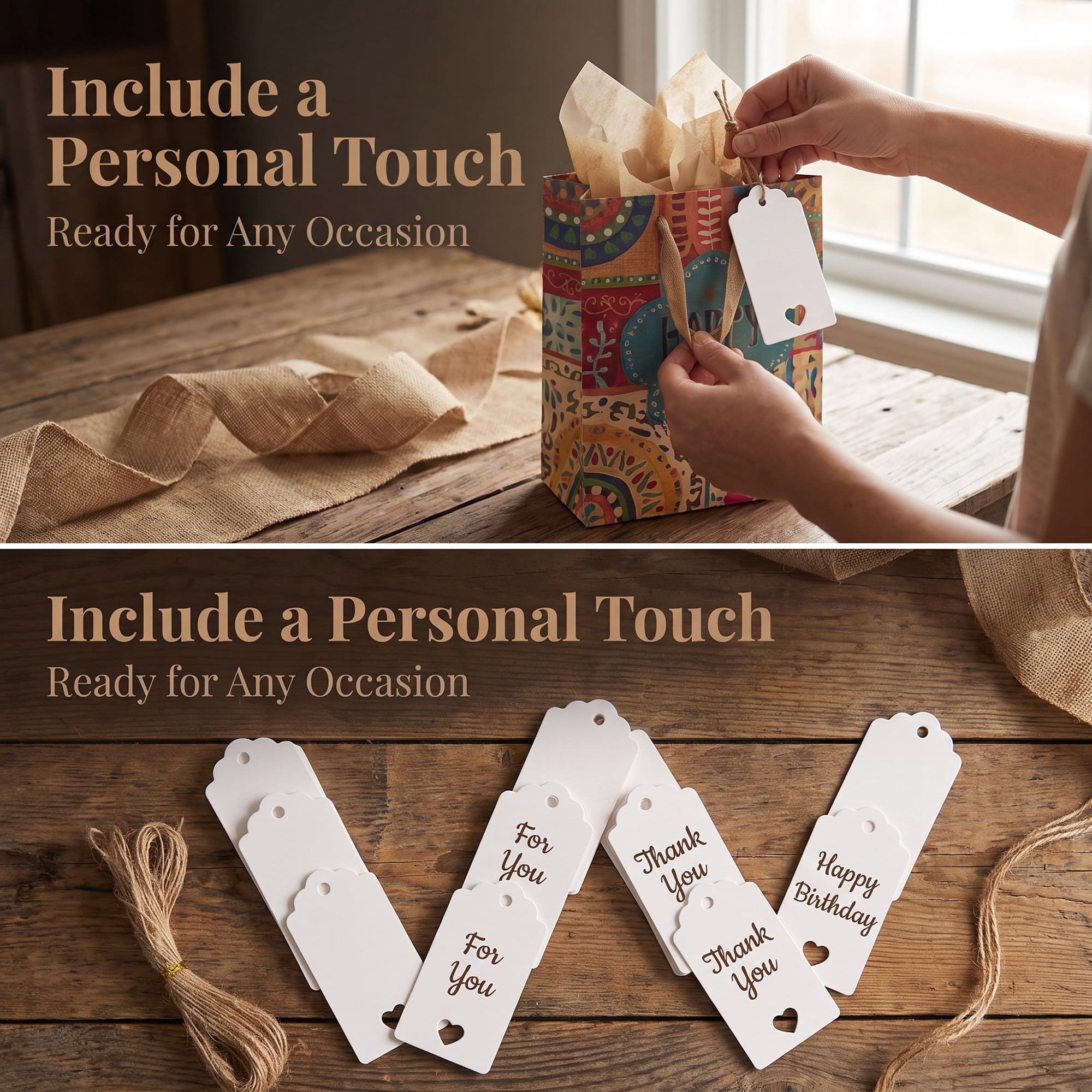Unique Bargains Thick Presentation Gift Wrapping Tags for Events 1.8" x 3.7" White Heart