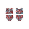 thumbnail image 3 of Aojekbee Kids Girl 4th of July Swimsuits Summer Letter Floral Print Knotted Tankini and Elastic Shorts Set Bikini Bathing Suits, 3 of 10