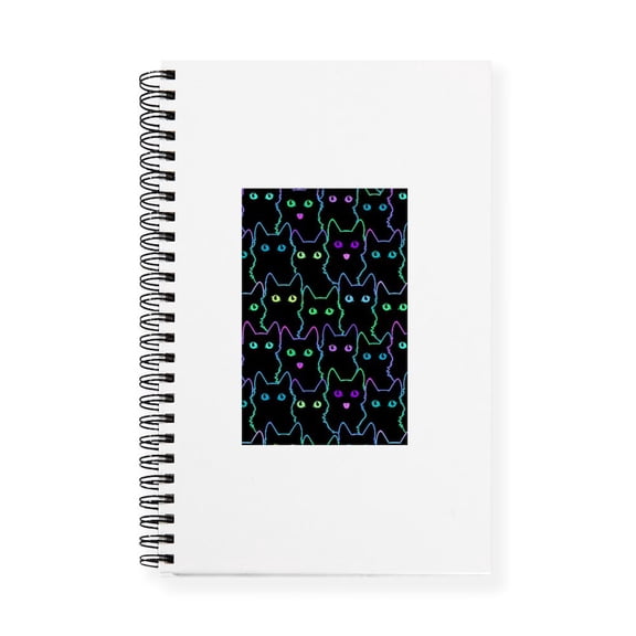 CafePress - Funny Black Cat Pattern - Spiral Bound Journal Notebook, Personal Diary Planner