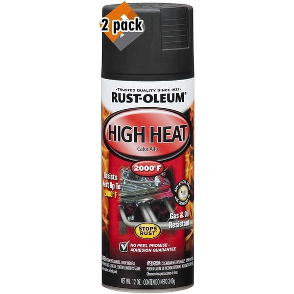 Rust-Oleum High Heat Calor Alto Flat Black 12 oz Spray Paint, 2 Pieces