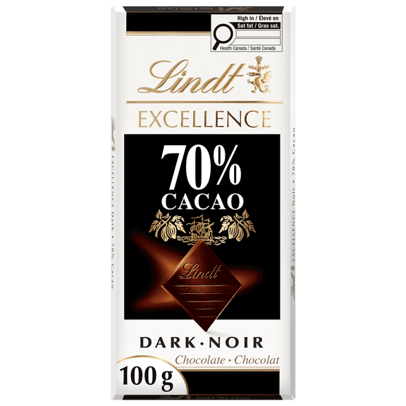 Lindt EXCELLENCE 70% Cacao Dark Chocolate Bar, 100 Grams