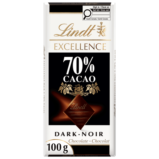 Lindt EXCELLENCE 70% Cacao Dark Chocolate Bar, 100 Grams