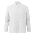thumbnail image 3 of Mens Button Down Shirts Male Summer Cotton Solid Casual Plus Size Loose Shirt Mens Turn Down Long Sleeve Shirt White XXL, 3 of 9