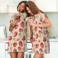 thumbnail image 3 of Salouo Strawberries Print Short Sleeve Sleepshirt for Womens Comfy Nightgown Scoopneck Cute Nightdress Ruffle -Medium, 3 of 7