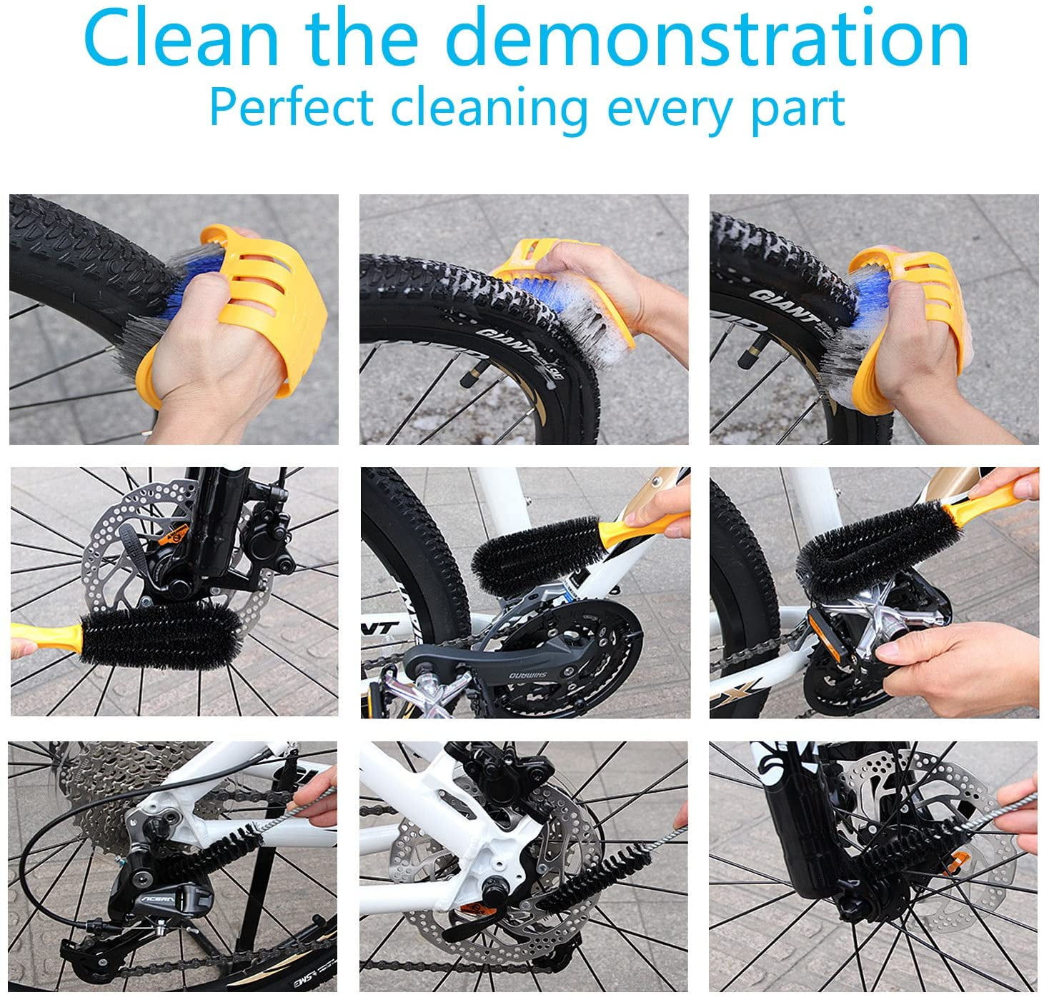 Fit All Bike GZCRDZ 6pcs Bike Bicycle Clean Brush Kit/ Cleaning Tools for Bike Chain/Crank/Tire/Sprocket Cycling Corner Stain Dirt Clean