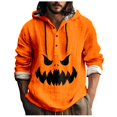 thumbnail image 1 of Chemise Décontractée Imprimée Halloween pour Hommes Col Rond Boutonnée Design Taches de Sang Manches Longues Grande Taille Haut Confortable Élégant, 1 of 5