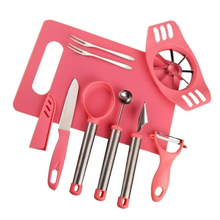 

8-in-1 Fruit Tools Set DIY Stainless Steel Fruit Tool Kits for Multi-Use Pink