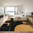 thumbnail image 3 of ODIKA 9'x12' Washable Area Rug Low Pile, Flatwoven, Black Gold Geometric Design Elegant Abstract Lines and Shapes for Modern Decor for Great Room, Indoor Concept, Large Living, 3 of 7