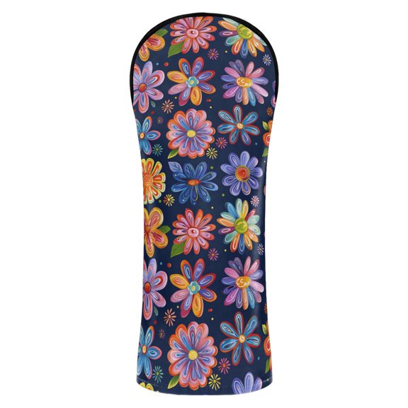Haosy Various Cute Flower Golf Club Covers Driver Hybrid Wood Headcovers PU Leather Double-Layer Lining Replaceable Tags for Men Women