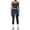 Solid Color Dark Blue, variant on PISONIC Womens Workout Sets Two Piece Spaghetti Straps Tank Top Matching High Waist Leggings Gym Work Out Outfits with Pockets