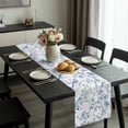 thumbnail image 2 of Blue White Spring Floral Table Runner 48 Inches Long, Summer Botanical Birds Kitchen Coffee Dining Table Decoration for Home Party Birthday Wedding Home Decor 13x48 Inches, 2 of 8
