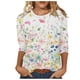 thumbnail image 3 of Camisetas con estampado floral Sentuca para mujer 2024, camisetas de cuello redondo con mangas 3/4 para mujer, multicolor XXL, 3 of 5