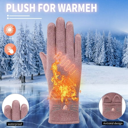 

EQWLJWE Ski Gloves Cold Waterproof Non-slip Warm Non-Slip Fashionable And Warm Camping and Hiking Supplies Holiday Clearance
