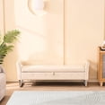 thumbnail image 2 of Beige Velvet Storage Bench for Bedroom and Entry / Comfortable Seating & Organized Storage, 2 of 4