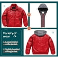 thumbnail image 3 of Chrisuno Boys Leather Jacket with Hood for Kids Faux Spring Autumn Lightweight Coat Red 14-16, 3 of 5