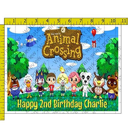 edible Animal Crossing Birthday Personalised themed cake cupcake topper 