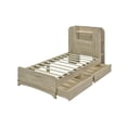 thumbnail image 6 of Euroco Wood Twin Platform Bed with Bookcase and 2 Drawers, Oak, 6 of 14