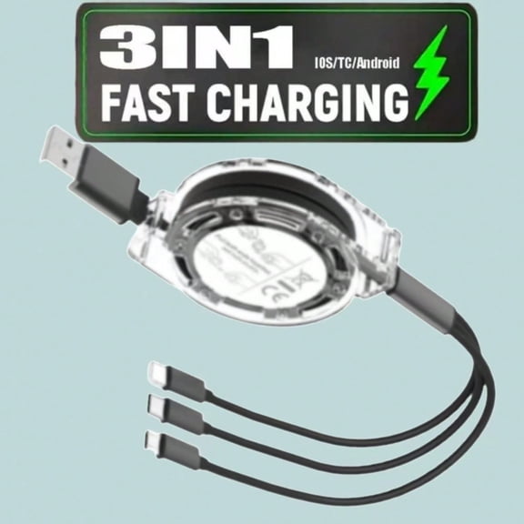 【Crystal 3-in-1 Fast Charging USB Data Cable】Compatible with iPhone 14/13/12/11 Pro Max, Samsung Galaxy S24/23 Ultra/S22/S21/S20 , Honor, Realme, Xiaomi and other mobile phones.
