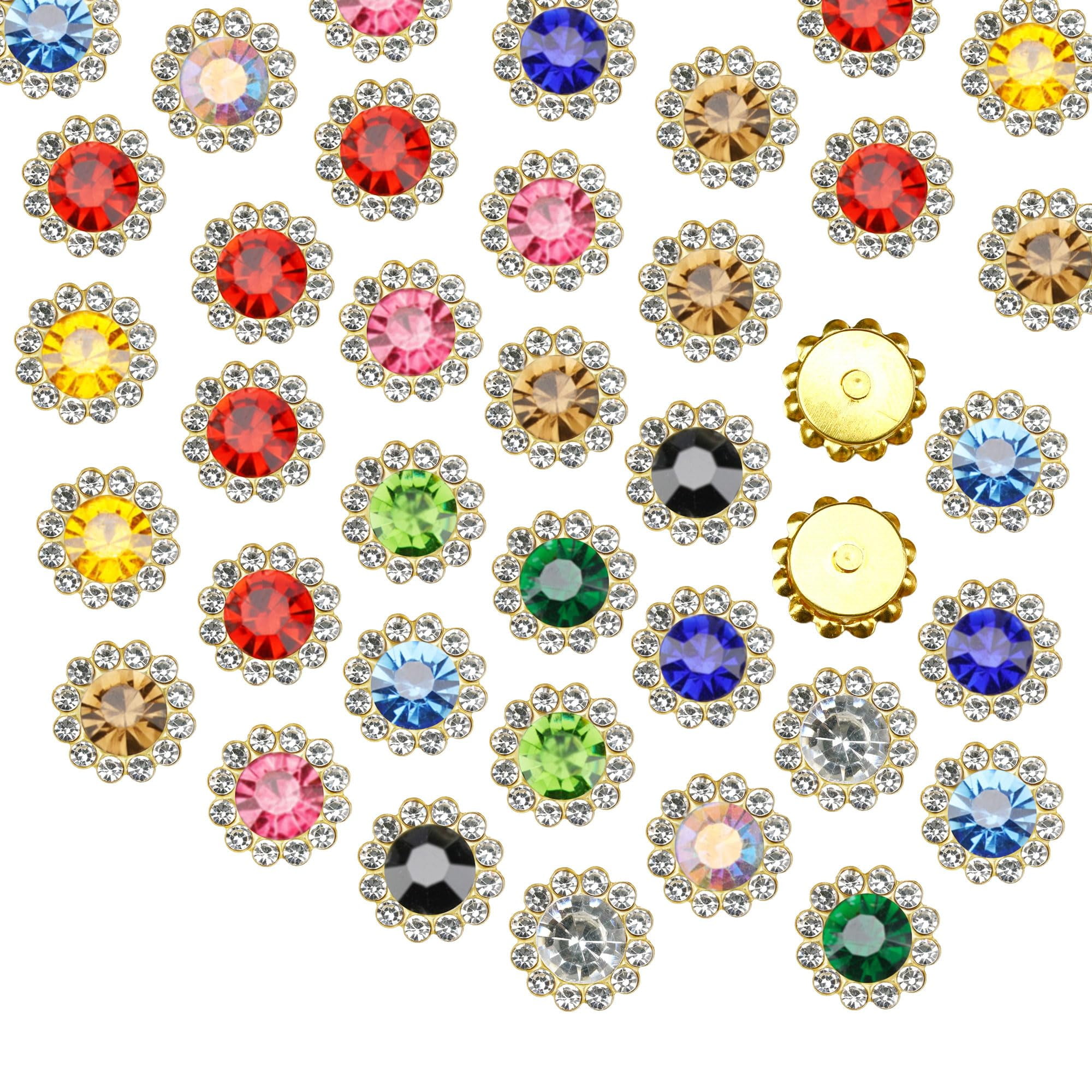 200 Pcs Mixed Color Sew-on Rhinestones – 10mm & 12mm Flower Shape Flatback For Clothing, Shoes & Crafts