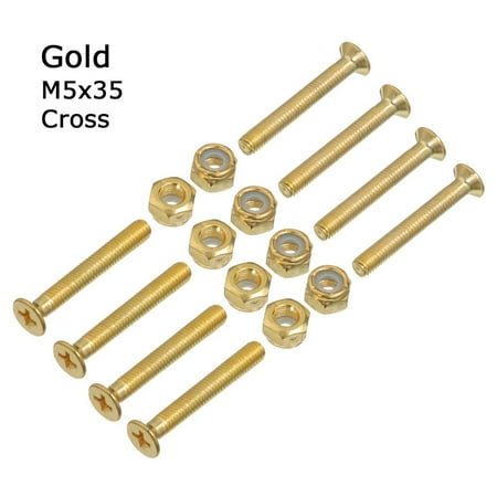 

8 Sets New Accessories M5 Hardwares Nuts Skateboard Bolts Mounting Hardware Screws Longboard Parts GOLD M5X35 CROSS