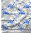 thumbnail image 1 of Soimoi Polyester Crepe Fabric Camouflage Texture & Flamingo Bird Print Fabric by The Yard 42 Inch Wide, 1 of 3
