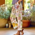 thumbnail image 2 of Casual Pants for Women Retro Printed Loose Pocket Patchwork Cotton Linen Casual Pants, 2 of 6