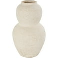 thumbnail image 2 of Studio 350 Cream Ceramic Hourglass Textured Vase with Brown Distressing Cream - 9"W, 15"H, 2 of 5