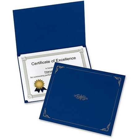 Oxford Linen-finish Certificate Holders, 8 x 11, Blue, 5 pack