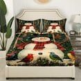 Cartoon Snowman Bed Sheets Set Queen Size,Cardinal Birds Sheet Set ...