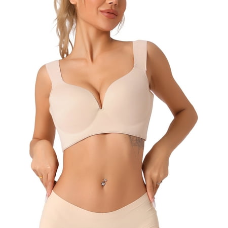 Allegra K Women s Wirefree Bra Full Coverage Push Up Vest Bralette