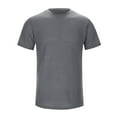 thumbnail image 2 of ibiyuan Mens Shirts Casual Work Out Shirts Mens Crewneck Short Sleeve Cozy Solid Color Pullover Tees Summer Gym Tops, 2 of 7