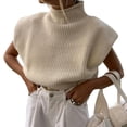 thumbnail image 3 of new fashion women's autumn and winter sweater tops sleeveless turtleneck pullover vest knitted sweater tops-F-L, 3 of 7