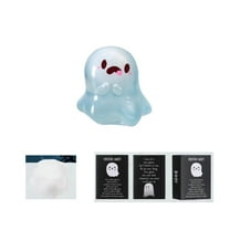 Clearance!Glow in The Dark Mini Ghost Figures with Box,Small Resin Miniature Cute Halloween Luminous Tiny Assorted Spooky Figurines Baskets Party Favors Light up in 6 Designs with Thank You Card(Blue